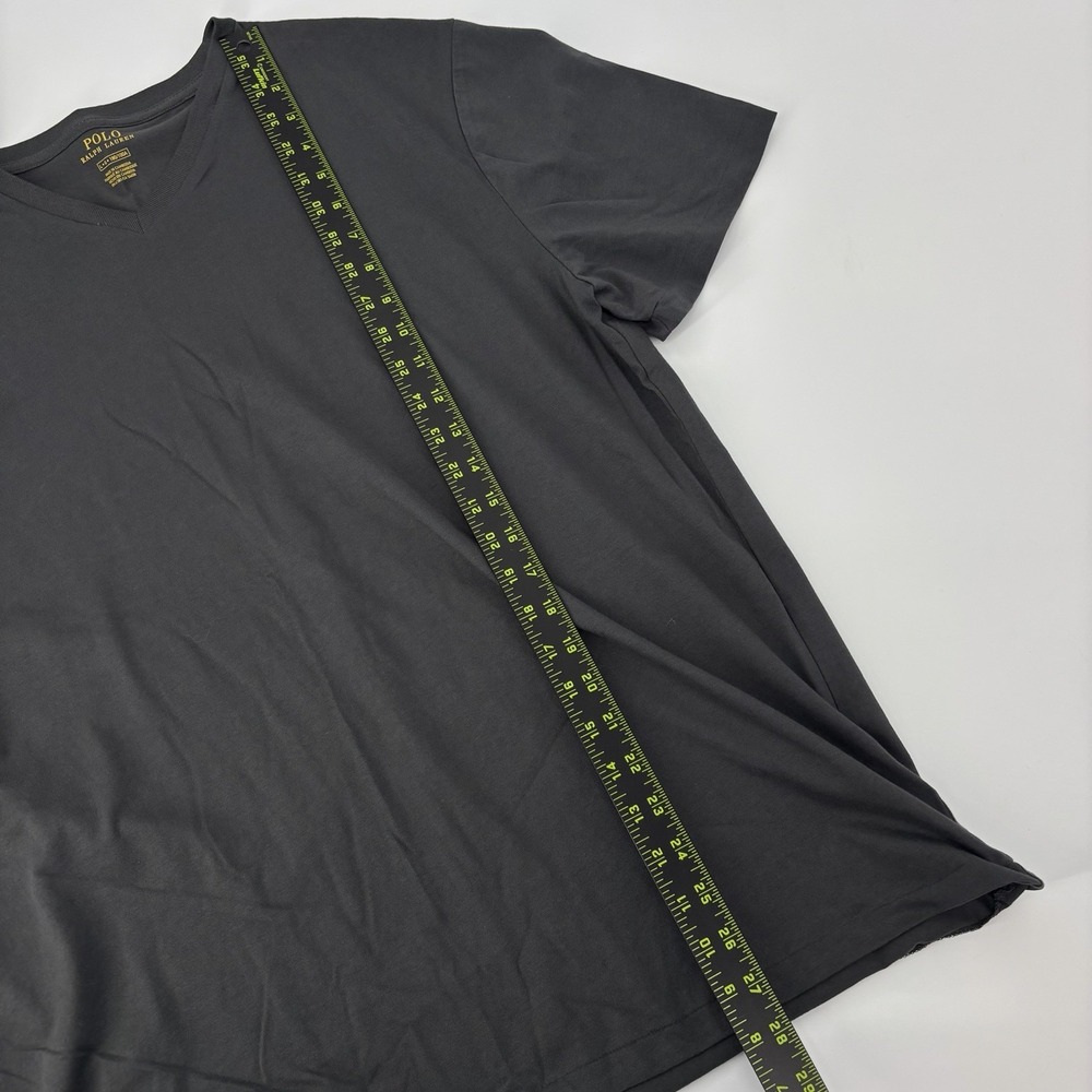 Polo Ralph Lauren Gray V Neck T Shirt Short Sleeve Men's Large Pony Logo - Picture 7 of 9